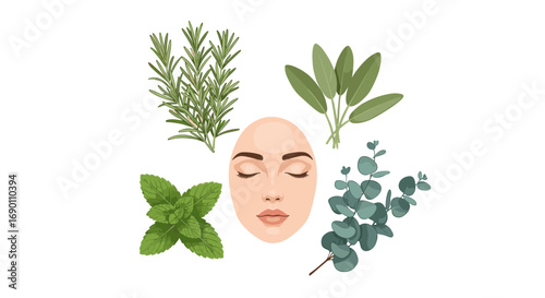 Natural skincare solutions derived from aromatic herbs and botanicals for healthy radiant complexions