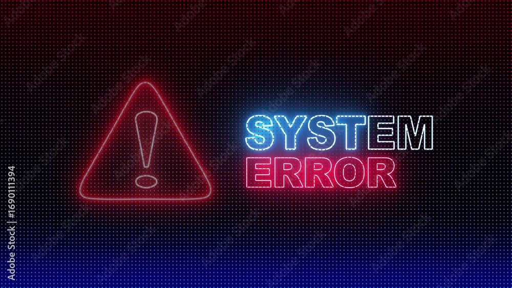 System Error Warning Alert Screen loop Blinking glitch Error Animation ...