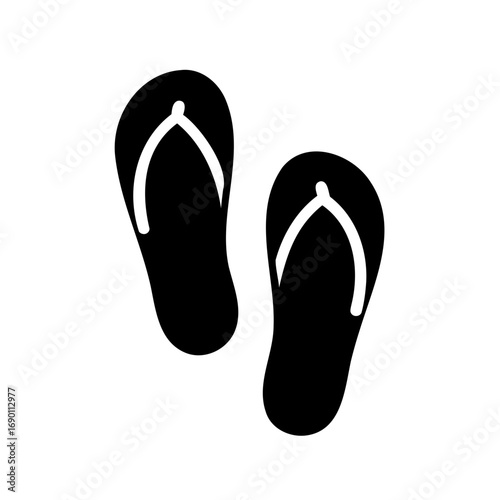 Black and white image of a pair of simple and minimal flipflops