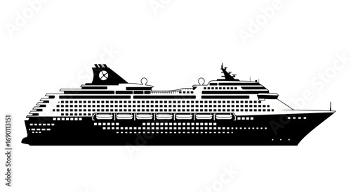 Silhouette of a Modern Cruise Ship.