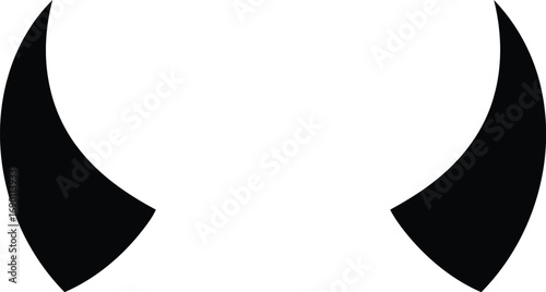 Black devil horns silhouette graphic element for spooky halloween and fantasy concepts vector