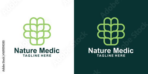 medical and leaf logo design,logo simple modern nature health care ,design modern and elegant