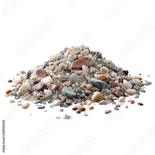Png of pile of multicolored rocks and pebbles, a diverse collection of natural materials, isolated on transparent background