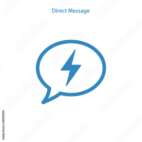Blue Speech Bubble with Lightning Bolt Icon