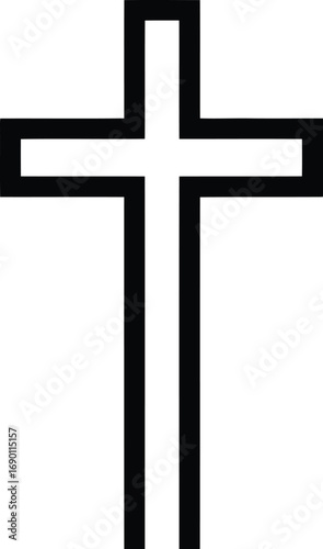 Geometric christian cross symbol outline religious faith symbol icon vector graphic art vector