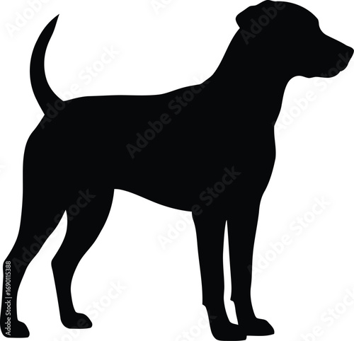 Silhouette of a standing dog side view minimalist graphic design animal pet vector