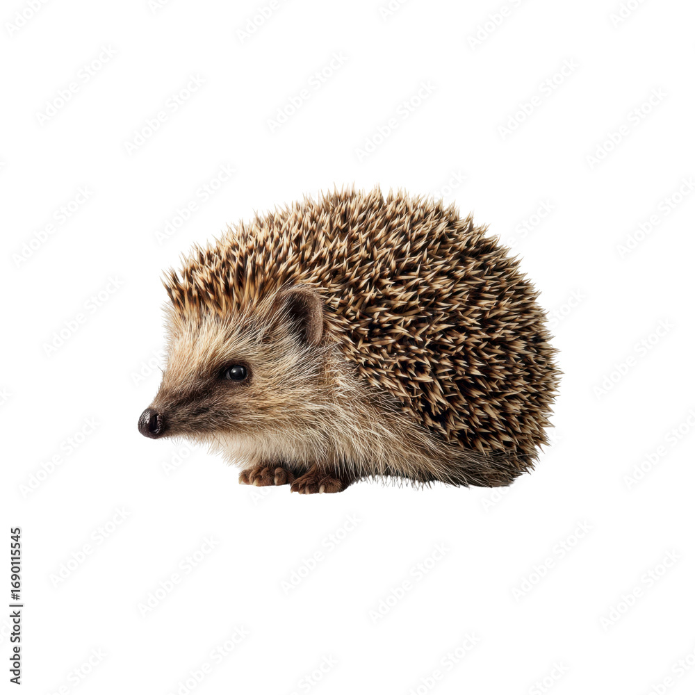 Fototapeta premium Adorable European Hedgehog on Black Background Wildlife Photography