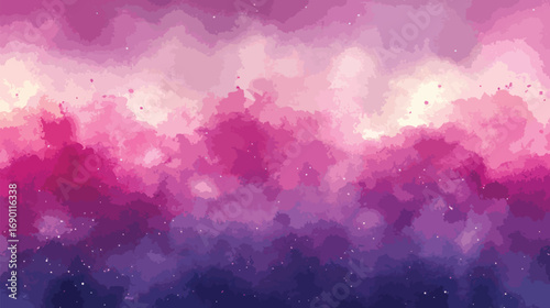 Watercolor gradient from light pink to deep purple with speckles