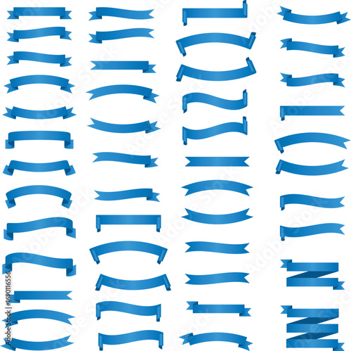 Set of Blue Ribbon Banner
