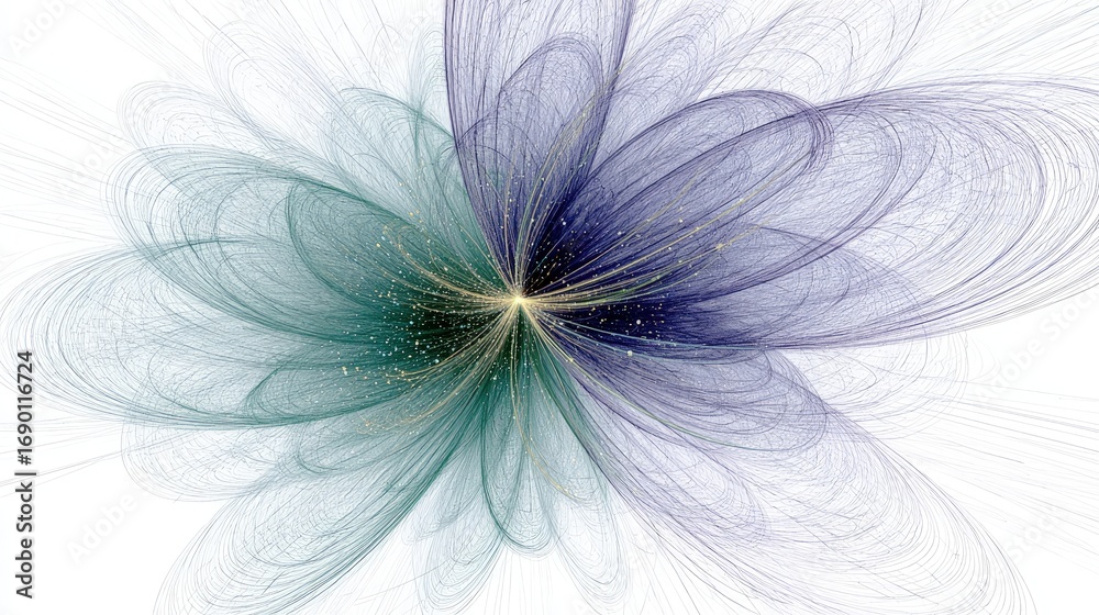 Fototapeta premium Abstract Flower-Shaped Digital Art with Gradient Colors