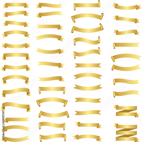 Set of Gold Ribbon Banner