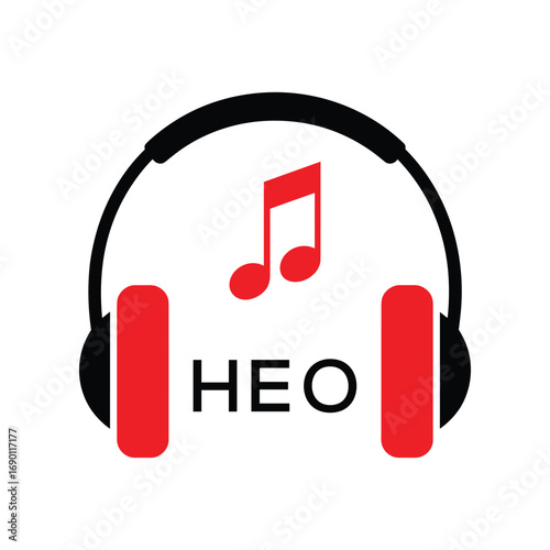 HEO Headphone  Company logo. HEO Music logo design for entrepreneur and business. HEO best Branding icon.
