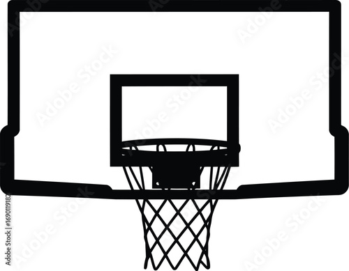 Basketball hoop and backboard silhouette sport equipment outdoor game play court accessory vector