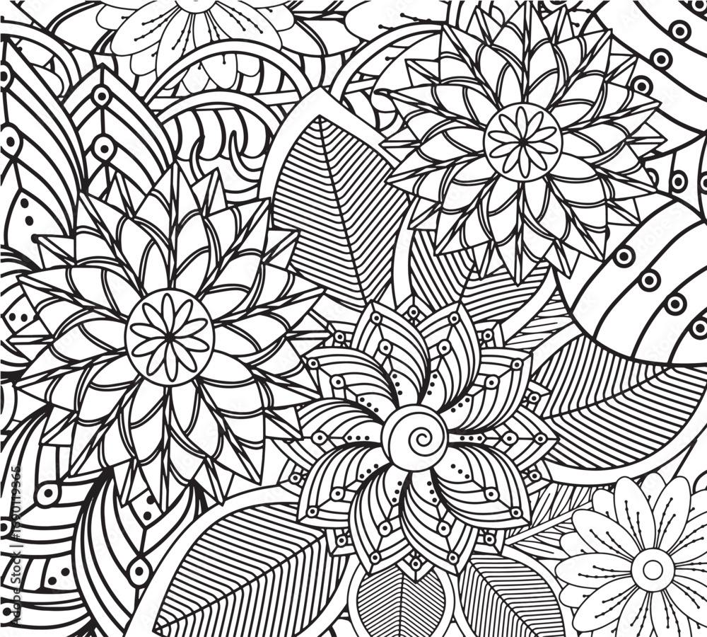 Fototapeta premium Happy flower coloring pages