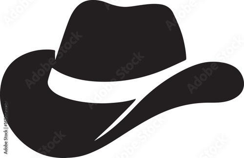 Classic Cowboy Hat Silhouette Icon Western Style Black Fedora Clipart for Logos Branding Stickers and Apparel Design