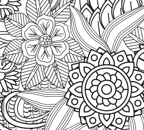 Therapeutic floral coloring sheets