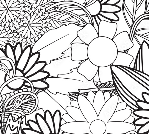 Therapeutic floral coloring sheets