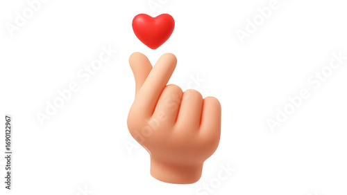 Cuadro en lienzo 3D Korean Finger Heart Emoji – Transparent PNG Love Gesture, Friendship Symbol,