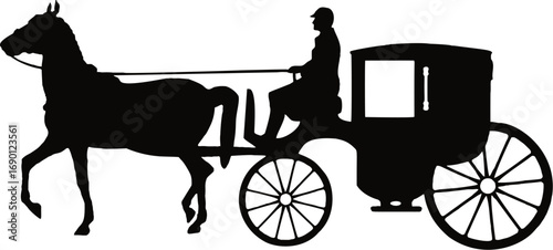 Scalable vector graphic illustration of a vintage horse drawn carriage transport symbol