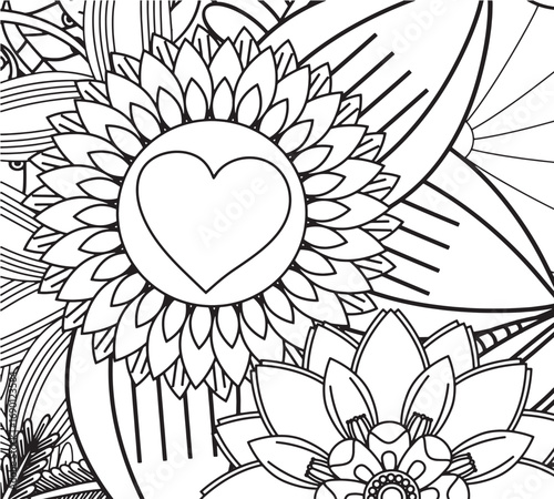 Therapeutic floral coloring sheets
