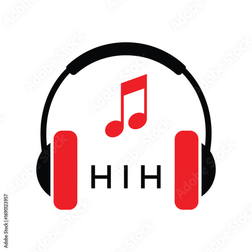 HIH Headphone  Company logo. HIH Music logo design for entrepreneur and business. HIH best Branding icon.
