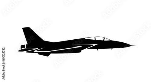 Silhouette of a Modern Fighter Jet Aircraft.