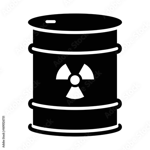 radioactive barrel glyph icon representing hazardous waste and pollution