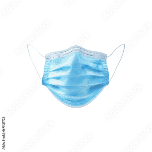 Disposable Light Blue Surgical Face Mask, Isolated on Black Background