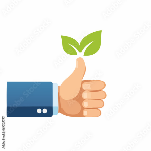 Hand Giving Thumbs Up With Growing Plants