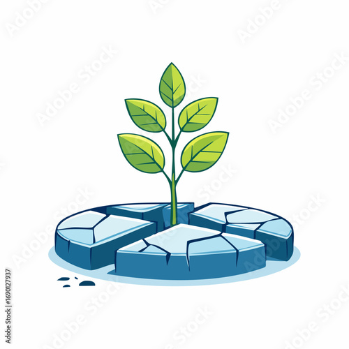 Small Plant Growing From Cracked Earth