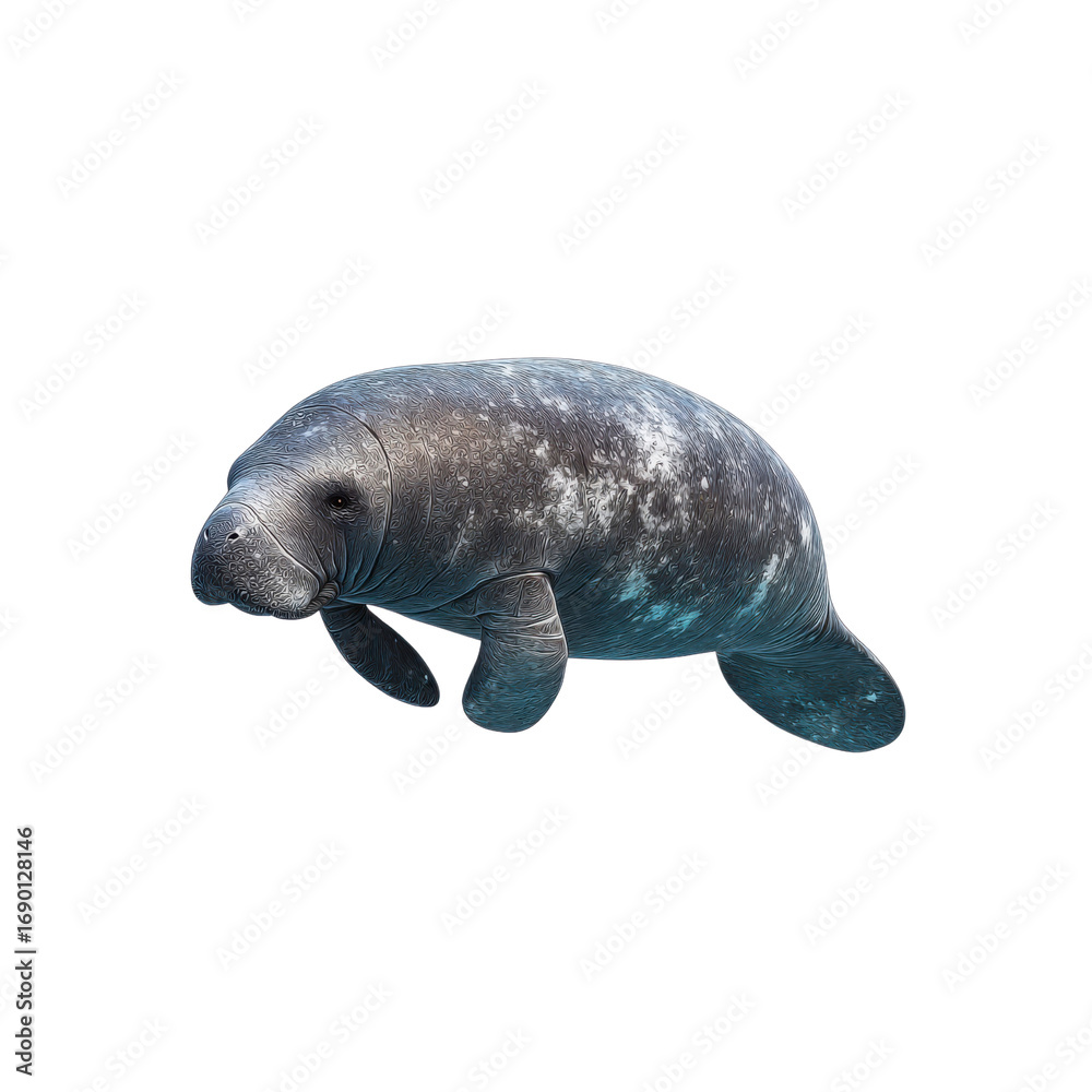 Fototapeta premium Majestic Manatee Underwater Portrait of a Gentle Giant