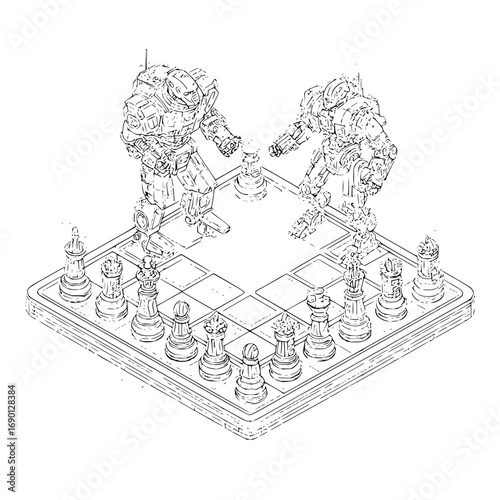 Mech robot chess game strategy battle competition futuristic warfare tactical board game robots challenge