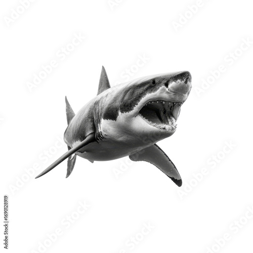 Monochrome Great White Shark Underwater Predator