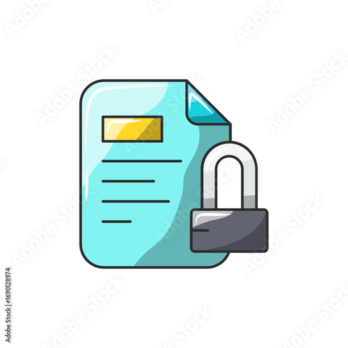 Lock Document Icon, File Security for Data Apps