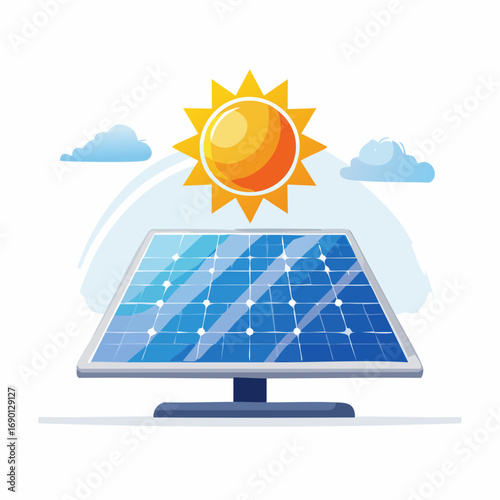 Solar Panel Under Bright Sun