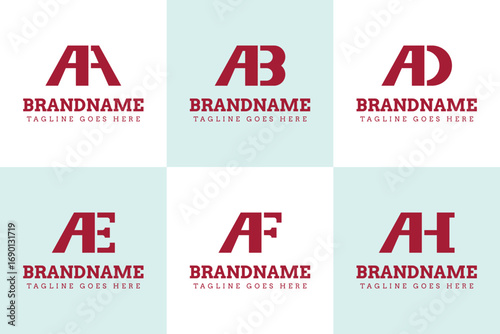 Letters AA AB AD AE AF AH Monogram Luxury Logo Set, for AA BA DA EA FA HA initials