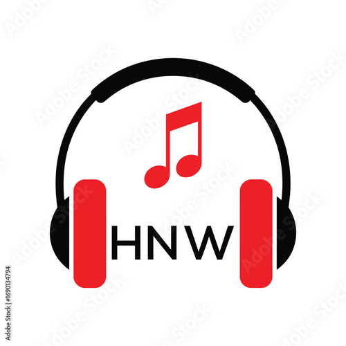 HNW Headphone  Company logo. HNW Music logo design for entrepreneur and business. HNW best Branding icon.

