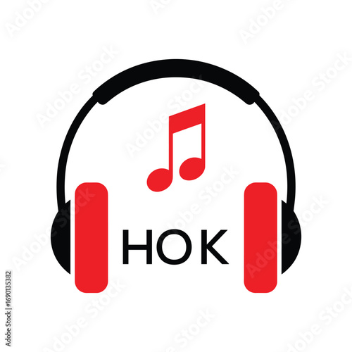 HOK Headphone  Company logo. HOK Music logo design for entrepreneur and business. HOK best Branding icon.
