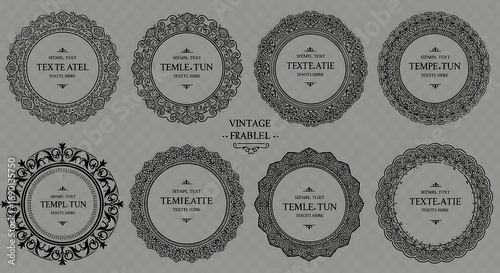 Elegant Collection of Decorative Vintage Style Frames and Circular Ornament Elements for Graphic