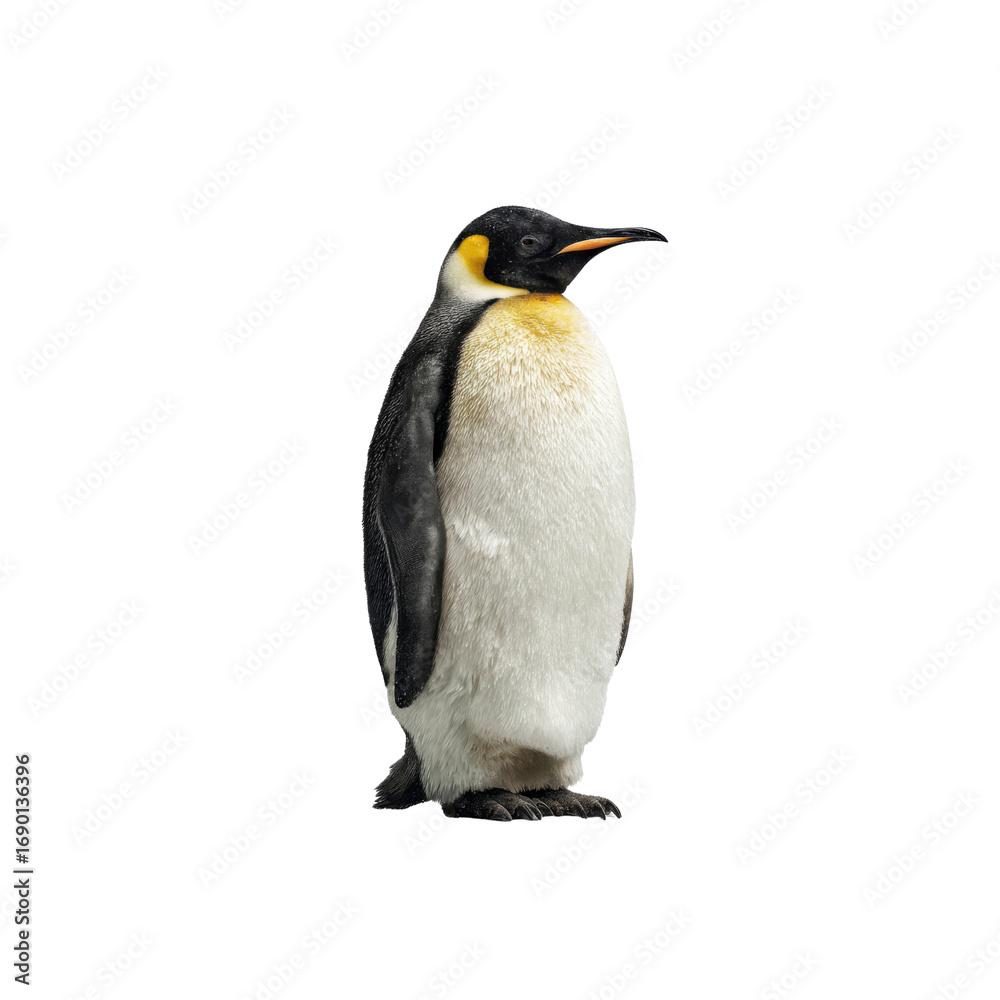Fototapeta premium Majestic King Penguin on Black Background