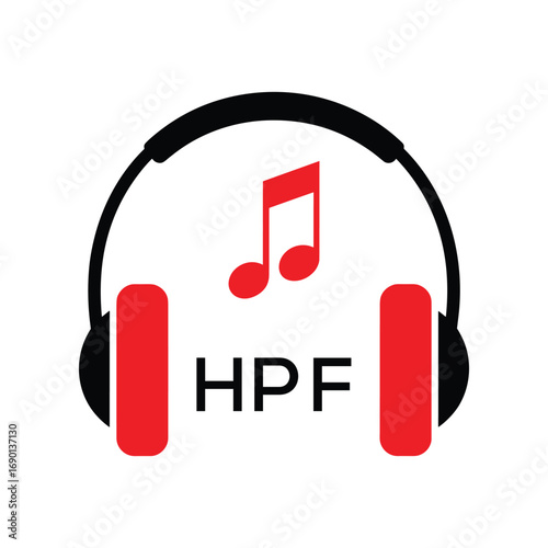 HPF Headphone  Company logo. HPF Music logo design for entrepreneur and business. HPF best Branding icon.
