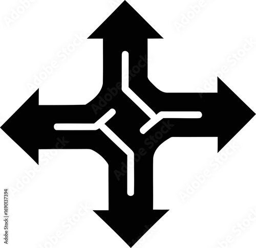 Directional arrows crossroads sign simple icon