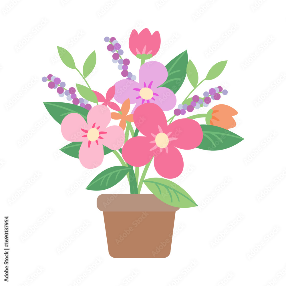 Naklejka premium pink romantic flower potted plants