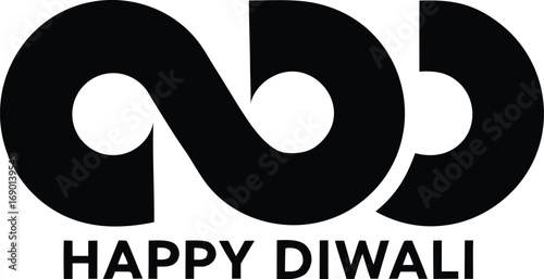 Black infinity symbol with HAPYDIWALI text loop endless