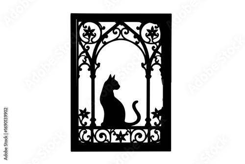 black and white cat frame, vector, cat, frame, illustration, silhouette, design, border, floral, black, art, animal, ornament, flower, decoration, Halloween, pattern, vintage, pet, decor, element, swi