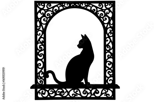 black and white cat frame, vector, cat, frame, illustration, silhouette, design, border, floral, black, art, animal, ornament, flower, decoration, Halloween, pattern, vintage, pet, decor, element, swi
