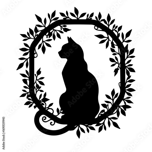 black and white cat frame, vector, cat, frame, illustration, silhouette, design, border, floral, black, art, animal, ornament, flower, decoration, Halloween, pattern, vintage, pet, decor, element, swi