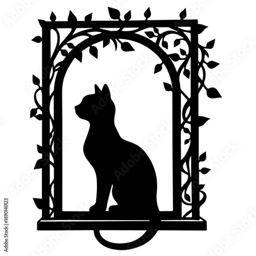 black and white cat frame, vector, cat, frame, illustration, silhouette, design, border, floral, black, art, animal, ornament, flower, decoration, Halloween, pattern, vintage, pet, decor, element, swi