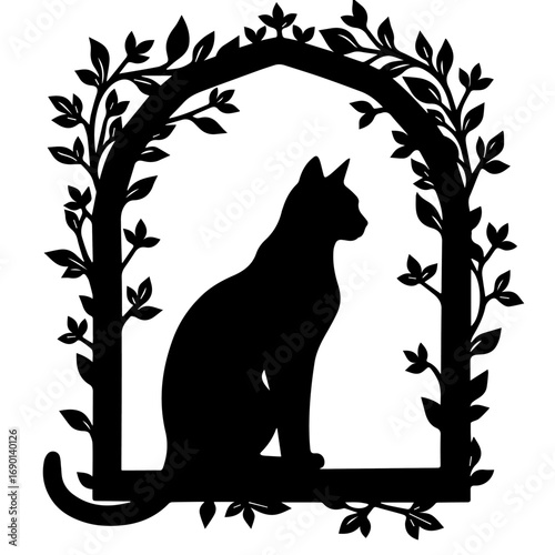 black and white cat frame, vector, cat, frame, illustration, silhouette, design, border, floral, black, art, animal, ornament, flower, decoration, Halloween, pattern, vintage, pet, decor, element, swi