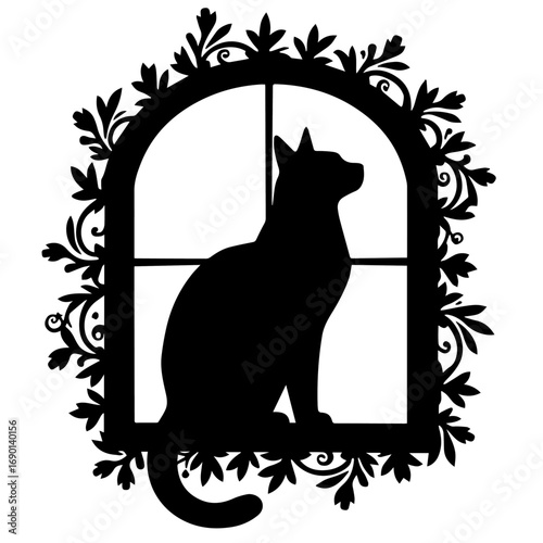 black and white cat frame, vector, cat, frame, illustration, silhouette, design, border, floral, black, art, animal, ornament, flower, decoration, Halloween, pattern, vintage, pet, decor, element, swi